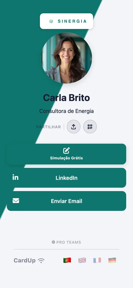 Perfil digital Dinâmico de Carla Brito no telemóvel